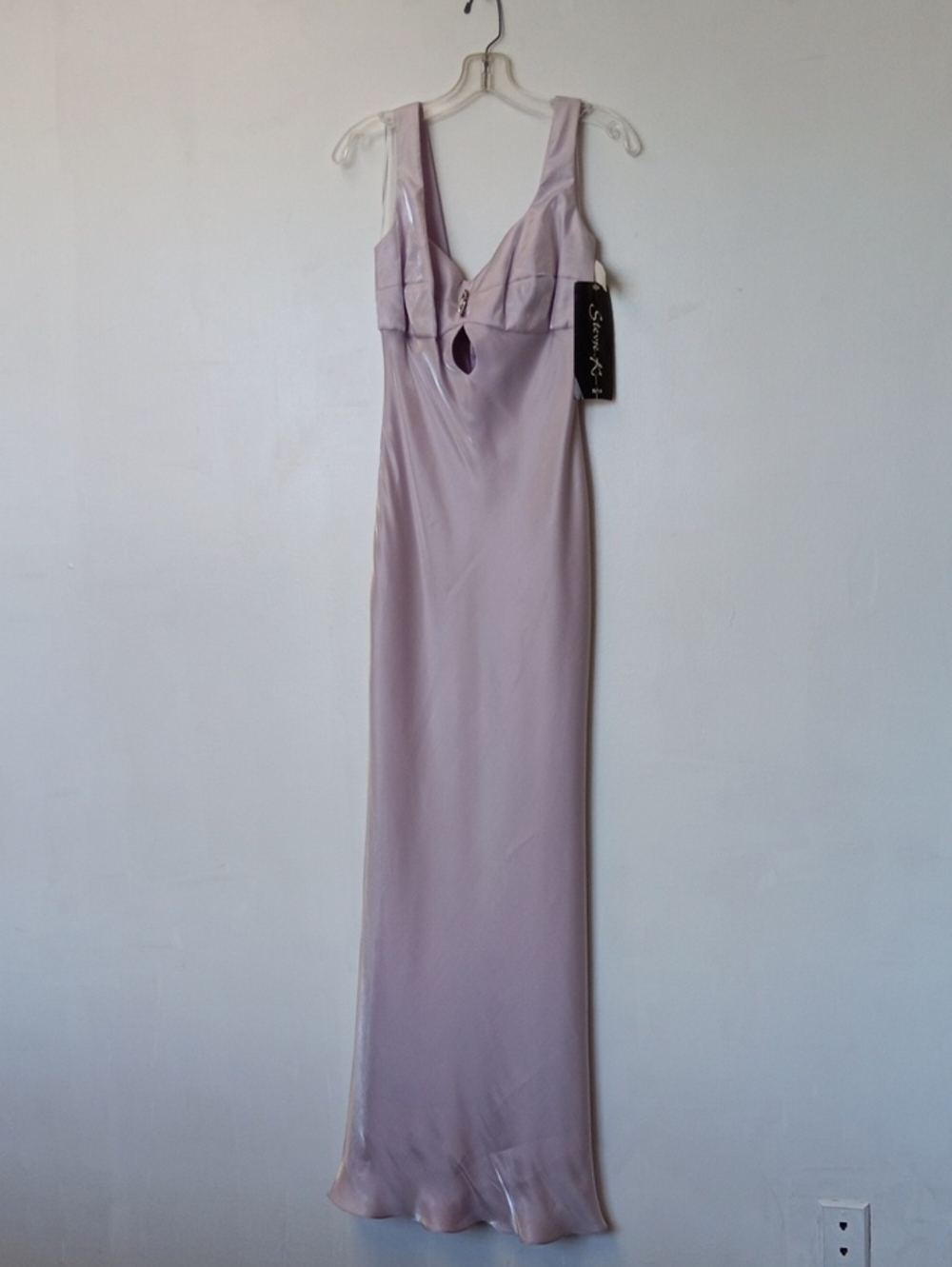 Vintage 90's Lilac Satin Maxi Dress with Keyhole Front.